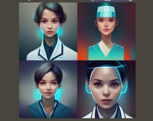 Futuristic doctors from the text to art algorithm Midjourney